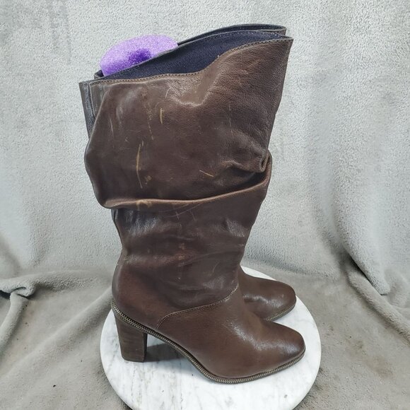 Calvin Klein Boots Womens Size 8.5 Brown Leather Makayla Slouchy Knee Boots - Picture 7 of 12